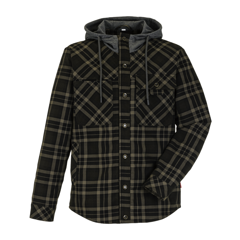 Planam Outdoor Thermohemd mit Teddyfutter als kariertes Hemd mit Kapuze und Brusttaschen