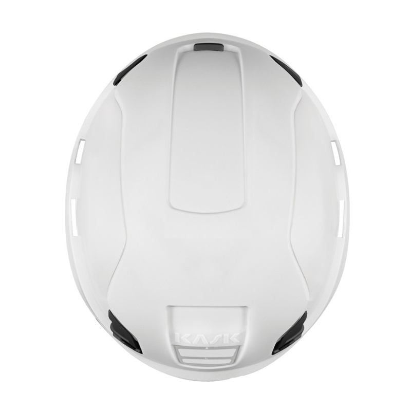 Draufsicht auf den weißen Kask Zenith X MAX Industriehelm für große Köpfe, verstellbar von 60 bis 66 cm, mit robuster Helmschale für anspruchsvolle Arbeitsumgebungen