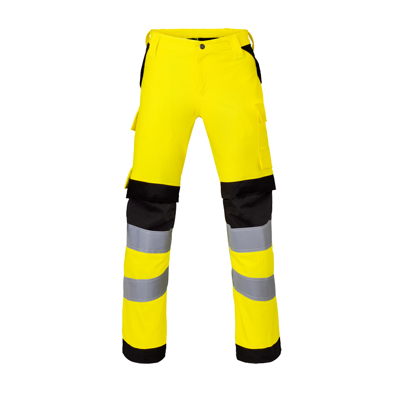 HaVeP Multi Protector+ MultiNorm Warnschutz Bundhose Klasse 2 APC1, gelbe Arbeitshose mit schwarzen Besätzen und Reflexstreifen