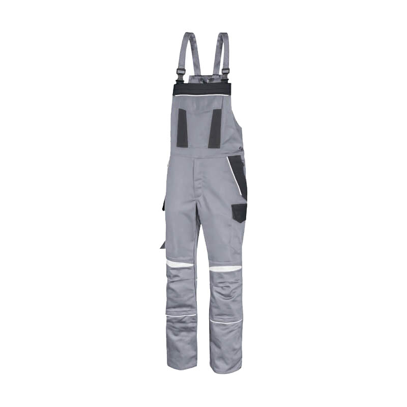 Graue HB ArcSelect MultiNorm Latzhose 4 kA | APC1 von HB Protective Wear, robuste Schutz-Latzhose mit Trägern, Kontrasttaschen und Reflexstreifen für den Arbeitsschutz