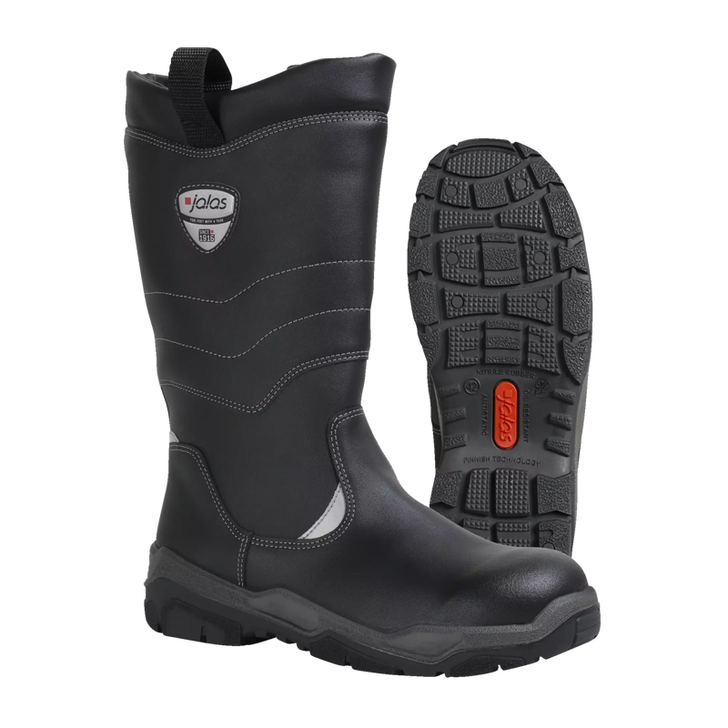 Jalas Gran Premio 1822 O2 Winter Arbeitsstiefel gefüttert von Ejendals in Schwarz, hoher metallfreier ESD-Arbeitsstiefel mit warmem Futter und robuster Profilsohle