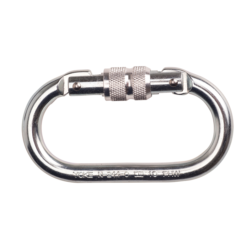 PortWest FP30 ovaler Stahlkarabiner mit Schraubverschluss, 19 mm Öffnung, für Absturzsicherung und PSA bis max. 100 kg