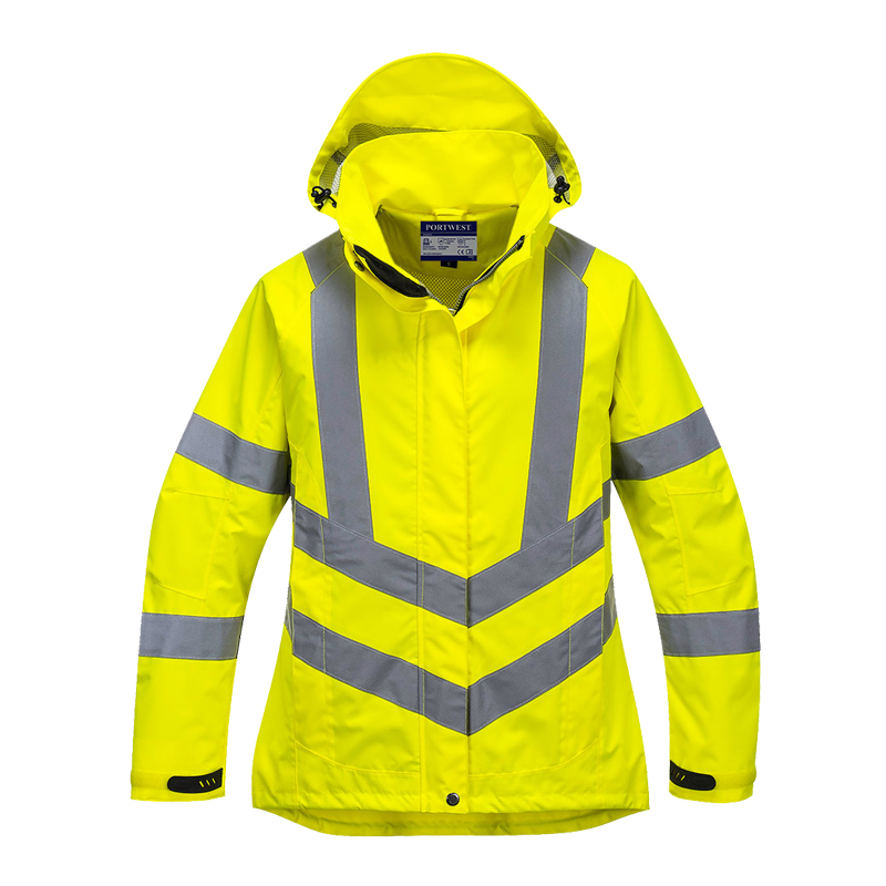 PortWest LW70 Damen Warnschutz Regen Jacke Klasse 3