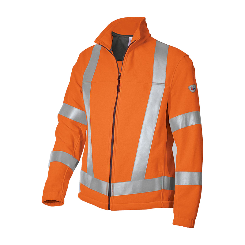 BP 2025 Warnschutz Fleece Jacke Klasse 3 von BP Bierbaum Proenen, orange Arbeitsjacke mit durchgehendem Reißverschluss und silbernen Reflexstreifen