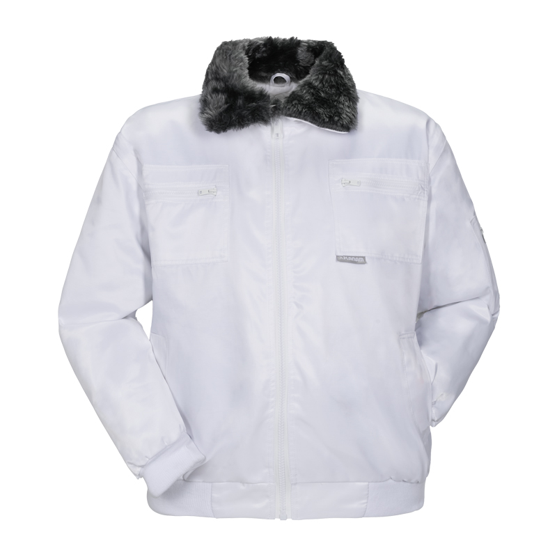 Planam Gletscher Comfort Jacke 3 in 1 nach EN 342 von Planam, weiße gefütterte Winter-Arbeitsjacke mit Reißverschluss und Fellkragen
