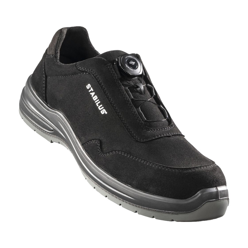 Stabilus Jorden Low Black Twist ESD S3 Sicherheitsschuh metallfrei 73261, schwarzer Low-Workschuh mit Twist-Verschluss und rutschfester Sohle
