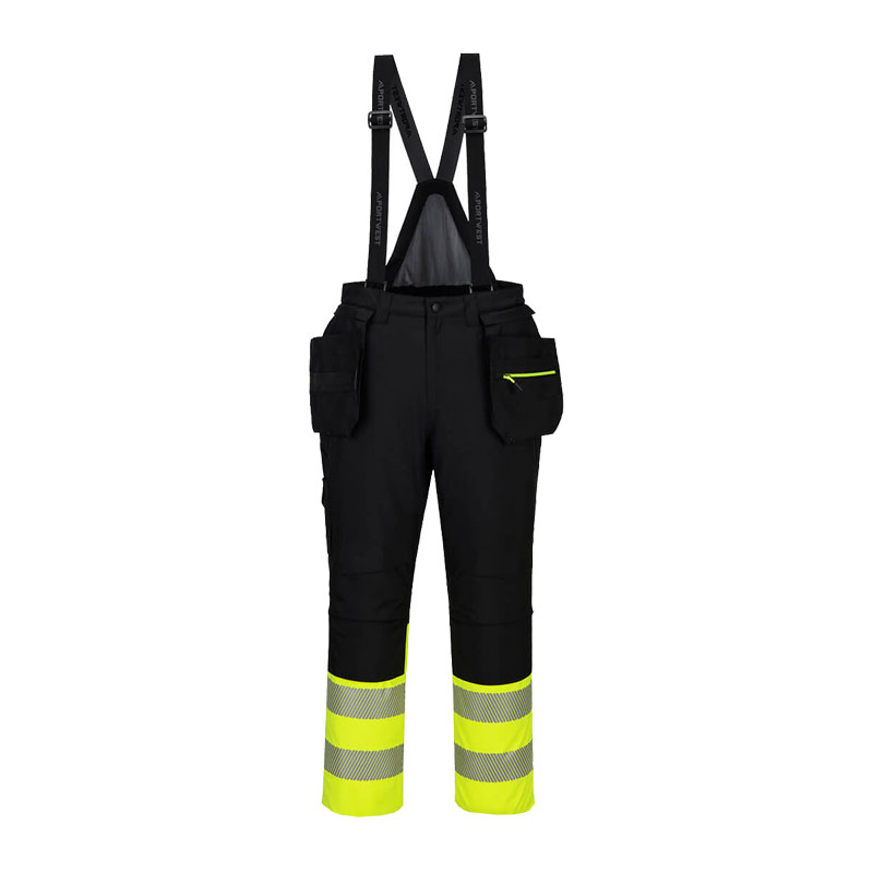 PortWest DX437 Winter Warnschutz Regen Latzhose Klasse 1