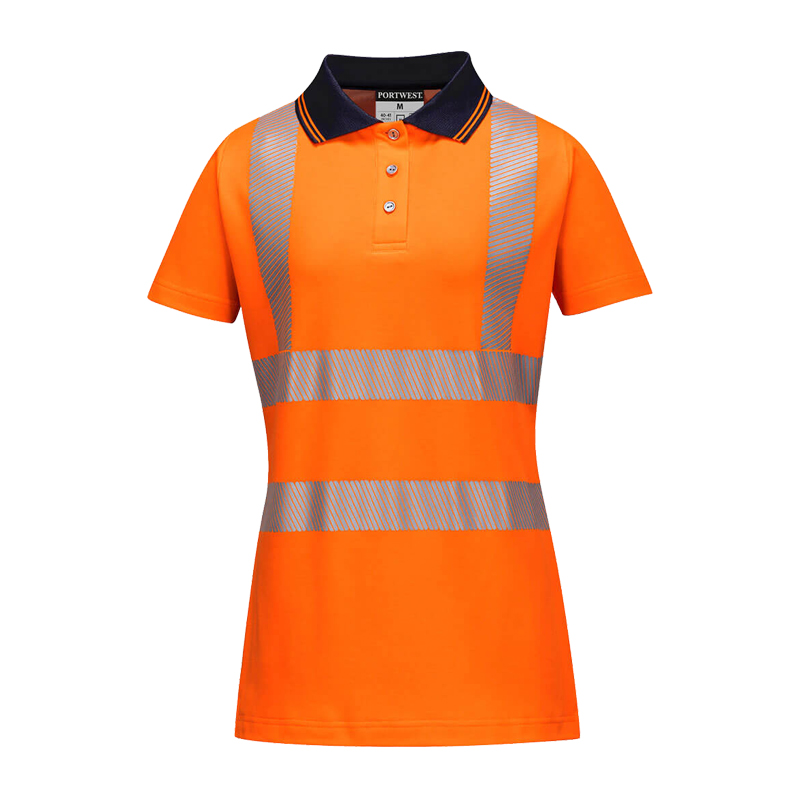 PortWest LW72 Damen Warnschutz Polo-Shirt Cotton Comfort Klasse 2