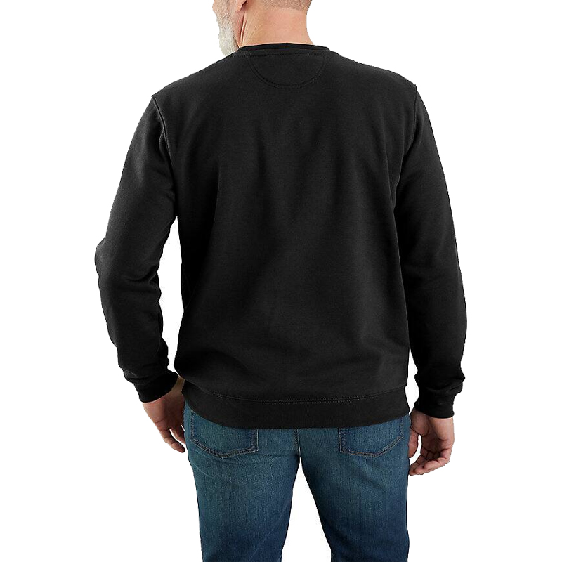 Rückansicht eines schwarzen Carhartt K124 Marquette Sweat Shirts aus verstärkter Baumwolle im Loose Fit an einem Model