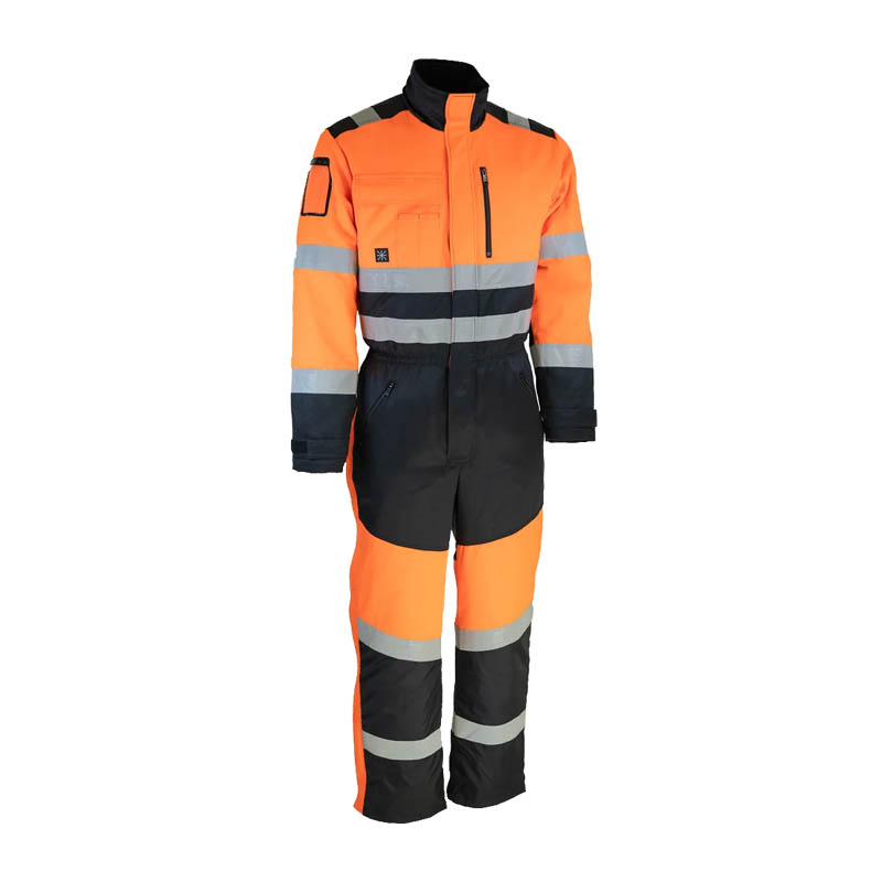 Dimex 6203R Warnschutz Winter Overall Klasse 3 nach EN 342, orange-schwarzer Thermo-Overall mit Reflexstreifen für kalte Arbeitsumgebungen