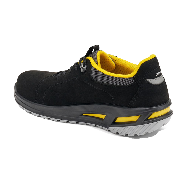 Giasco 3Move ESD Sport Evo ergonomischer Sicherheitsschuh S3L in Schwarz-Gelb, sportlicher ESD-Arbeitshalbschuh mit 3MOVE-Laufsohle, Seitenansicht