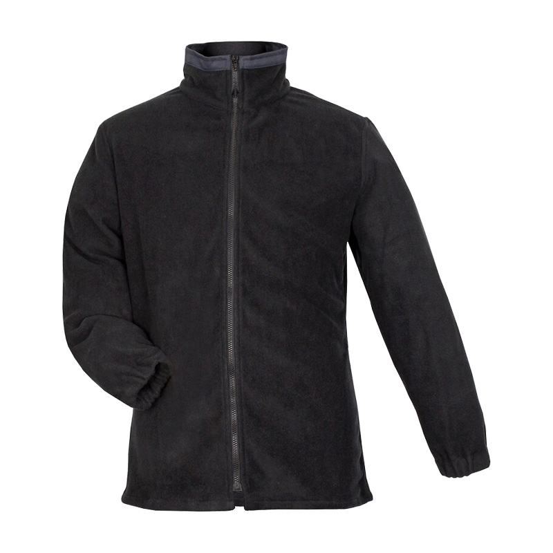 Schwarze HB MODarc & vis flammhemmende Fleecejacke aus Modacryl von HB Protective Wear, warme Schutzjacke mit Reißverschluss und Stehkragen