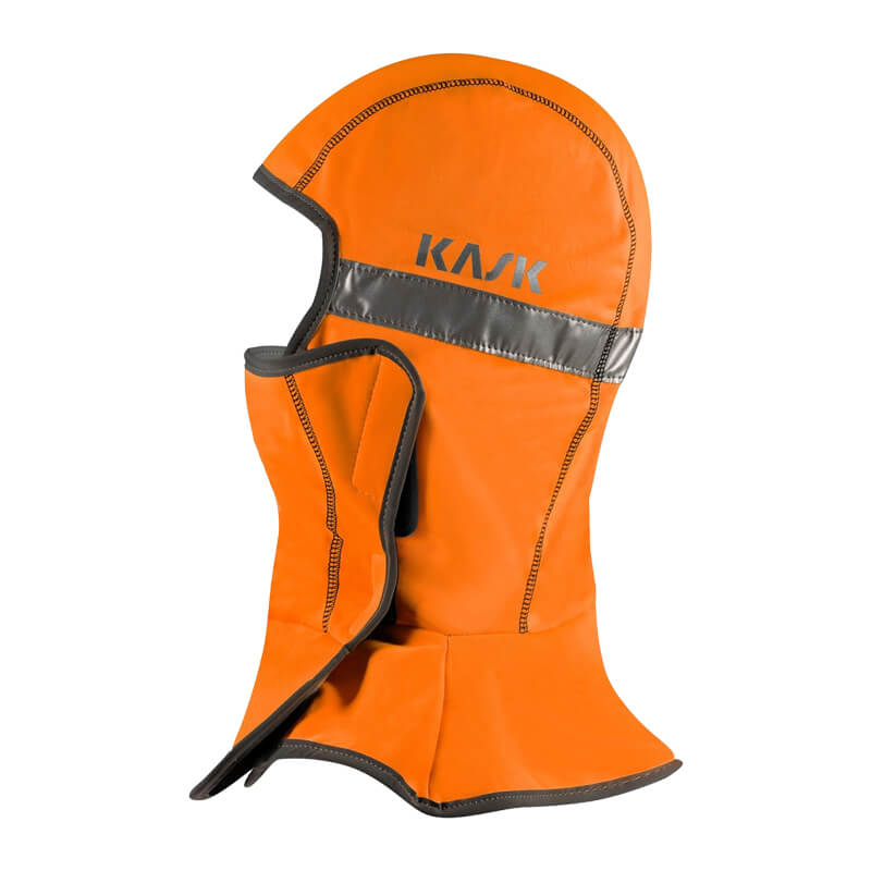 Kask WINTER BALACLAVA wasserfest und kältebeständig, orange Sturmhaube mit Reflexstreifen für zuverlässigen Schutz bei Kälte und Nässe