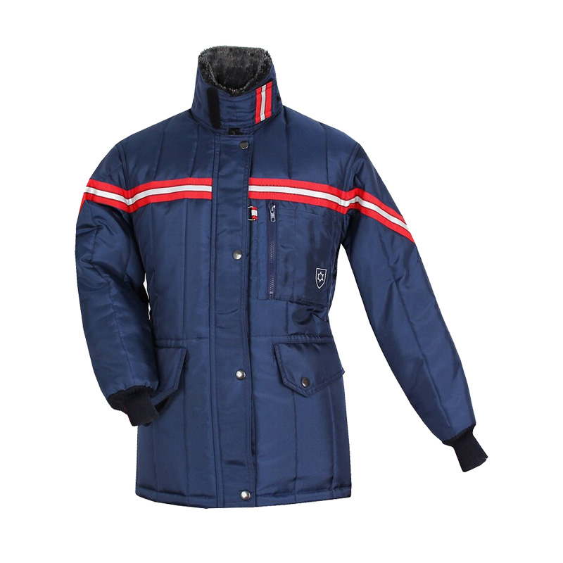 TEMPEX CLASSIC Damen Kommissionierer Gefrierhaus Jacke von HB Protective Wear in Navy mit roten Reflexstreifen, Kälteschutzjacke für professionelle Einsätze bis -49 °C nach EN 342
