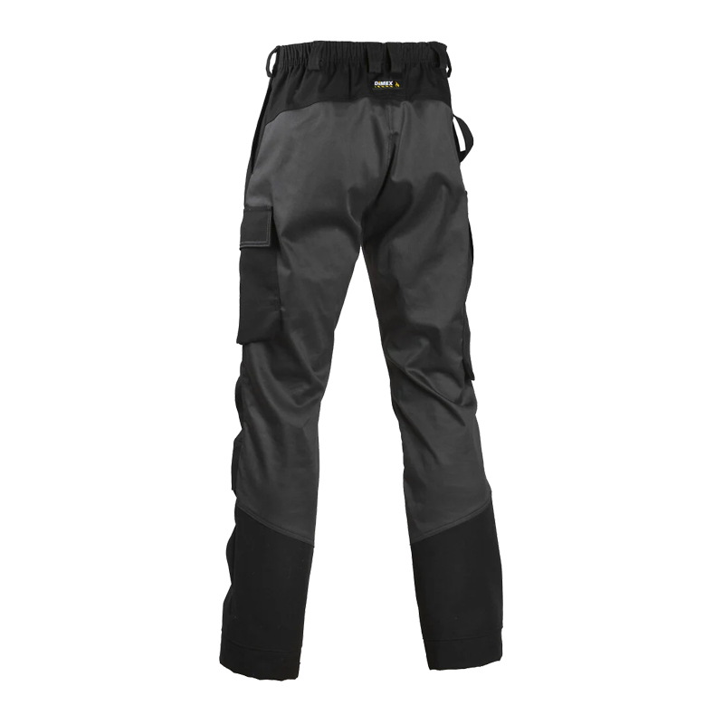 Dimex 6123 Stretch Schweisser Hose mit Kniepolster Klasse 1, schwarze und graue Arbeitshose mit seitlichen Taschen in Frontansicht