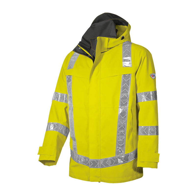 BP Bierbaum Proenen BP 2120 Warnschutz Wetterschutz Jacke lang Klasse 3, gelbe Regenjacke mit Reflexstreifen, langen Ärmeln und Kapuze