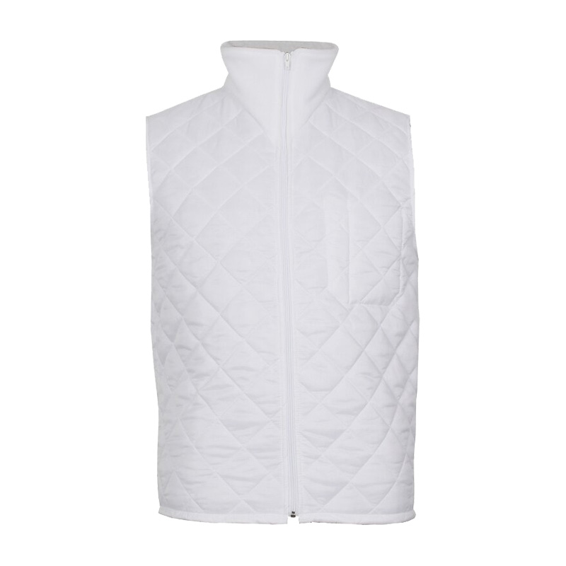 TEMPEX THERMO HYGIENE Weste von HB Protective Wear, weiße gesteppte Thermoweste mit Stehkragen und Reißverschluss für kühle Arbeitsbereiche und Hygienebereiche