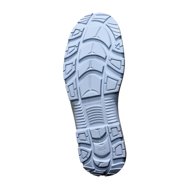 Unteransicht der profilierten SOFT-STEP-PRO Laufsohle des SCHÜTZE 6483 Stahlbau Profi S3 Sicherheitsstiefels mit Lederinnenfutter, robust für Stahlbau, Industrie und Service