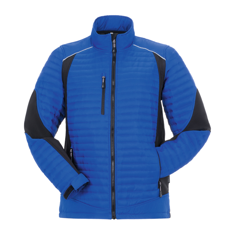 Planam leichte Air Stepp Jacke mit Stretch und Reflexbiesen in Blau, gesteppte Arbeitsjacke mit Stretch-Einsätzen, Stehkragen und Reißverschlusstaschen