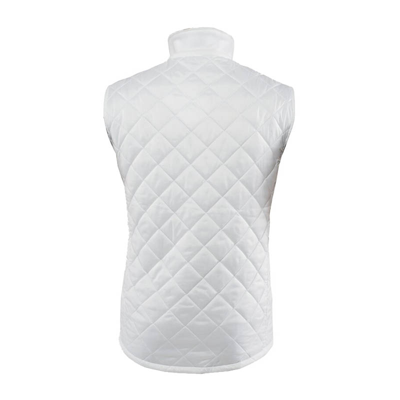 Rückansicht der weißen, gesteppten TEMPEX THERMO HYGIENE ErgoPlus Weste von HB Protective Wear, hygienische Thermoweste mit ergonomischer Passform für Lebensmittel, Logistik und kühle Arbeitsbereiche