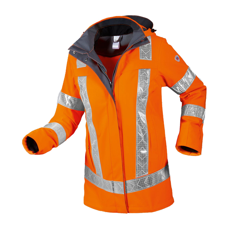 BP 2127 Warnschutz-Wetterschutz Damenjacke Klasse 3 von BP Bierbaum Proenen in Warnorange mit Reflexstreifen, taillierter Passform und hohem Kragen