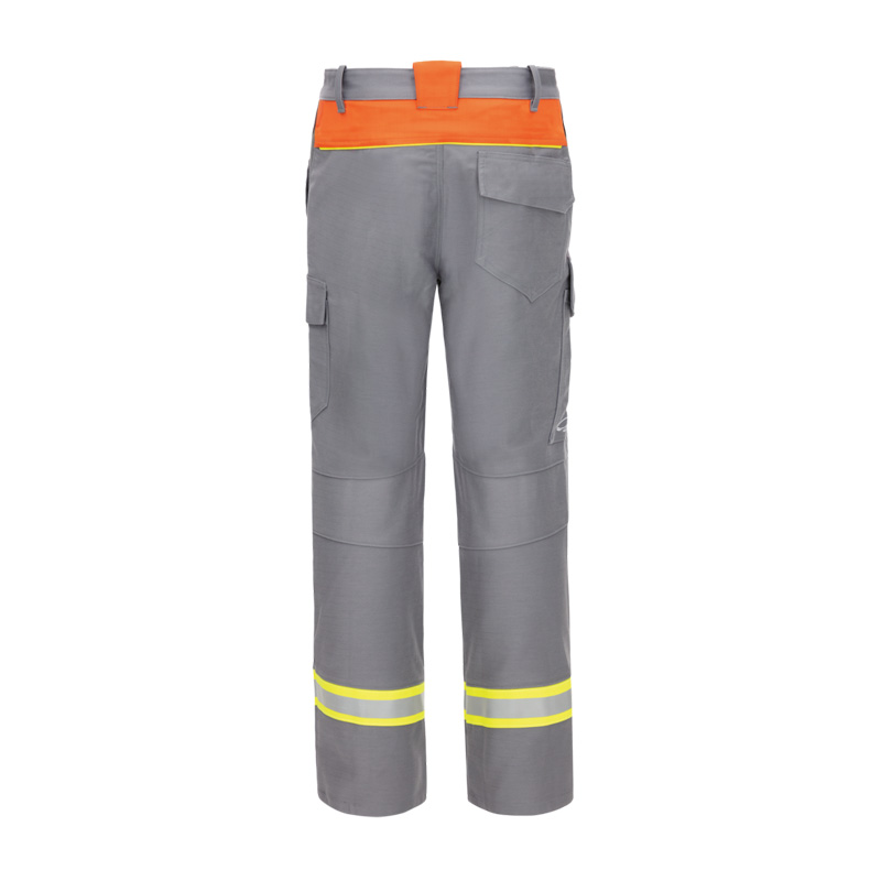 HB Iron Pro Gießerei Hose gegen Eisenspritzer E3 von HB Protective Wear in Grau und Orange mit Reflexstreifen, robuste Schutz-Arbeitshose für Gießerei und Industrie