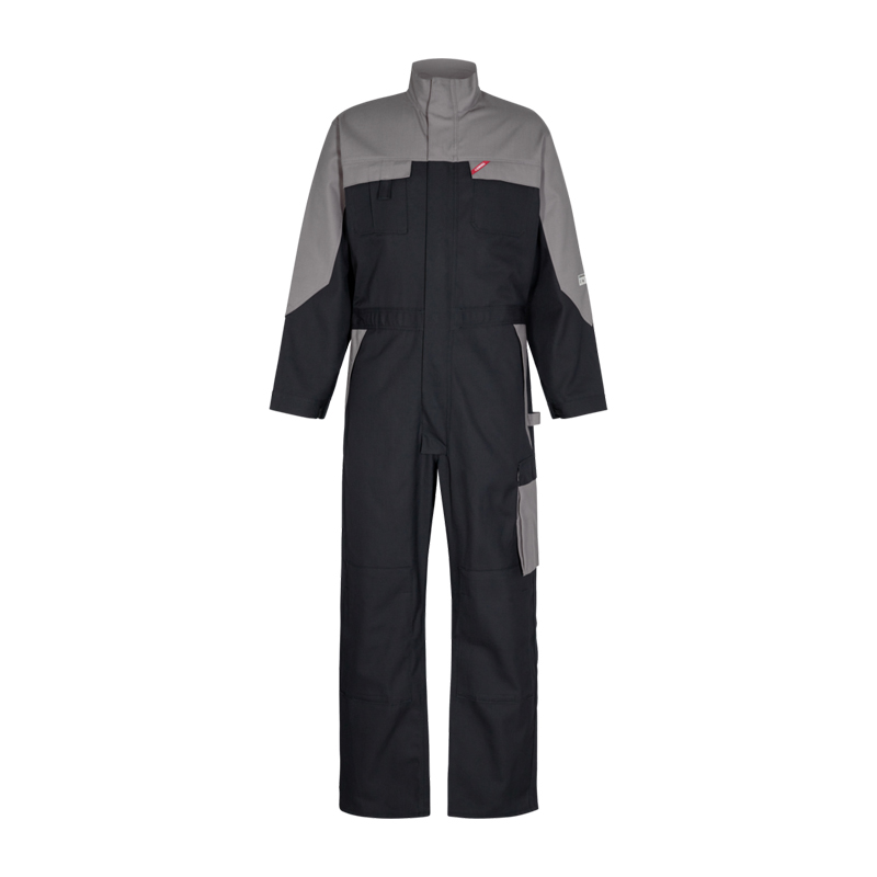 Engel Safety+ 4234-825 MultiNorm Overall 4 kA APC1 in Schwarz/Grau, antistatisch und flammhemmend, mit Schutz vor Aerosolen, Sprühnebel und leichten Chemikalienspritzern