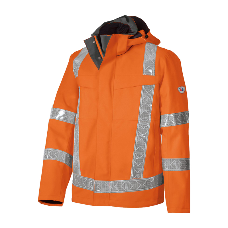 Orange BP 2030 Warnschutz Wetterschutz Jacke Klasse 3 von BP Bierbaum Proenen, wasserdicht mit reflektierenden Streifen und Kapuze