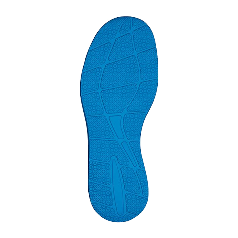 Unteransicht der blauen SOFT-STEP-LIGHT Laufsohle des SCHÜTZE 5672X ESD S1 Sicherheitsschuhs extra leicht mit rutschhemmendem Profil