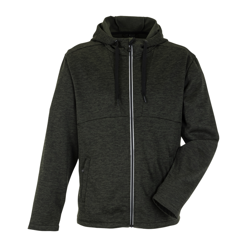 Planam Eagle Jacke Hoodie mit Innenfleece in dunkel melierter Optik, Kapuze und Frontreißverschluss