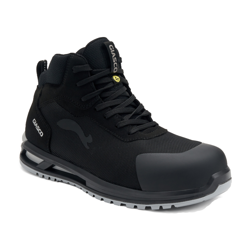 Giasco 3Hybrid ESD Santorini Sicherheitsstiefel S3L in Schwarz, knöchelhoch, metallfrei, mit TPU-Überkappe und dämpfender 3-Schicht-PU-Sohle