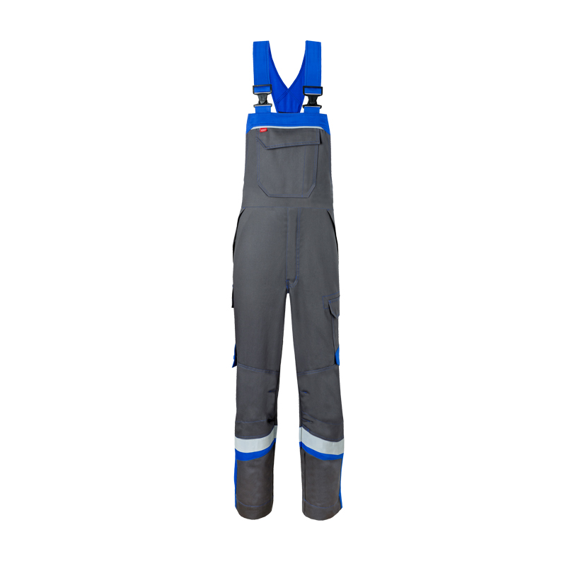 HaVeP 5Safety Image+ 20291 MultiNorm Latzhose APC2 von HaVeP, grau mit blauen Trägern und Reflexstreifen, Frontansicht