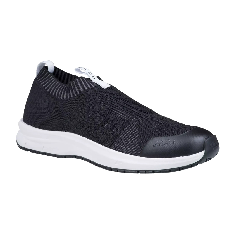 Ejendals Jalas Spoc 5312 O1 leichte Loafer Arbeits Slipper, schwarzer Slip-on-Arbeitsschuh mit atmungsaktivem Obermaterial und weißer Sohle