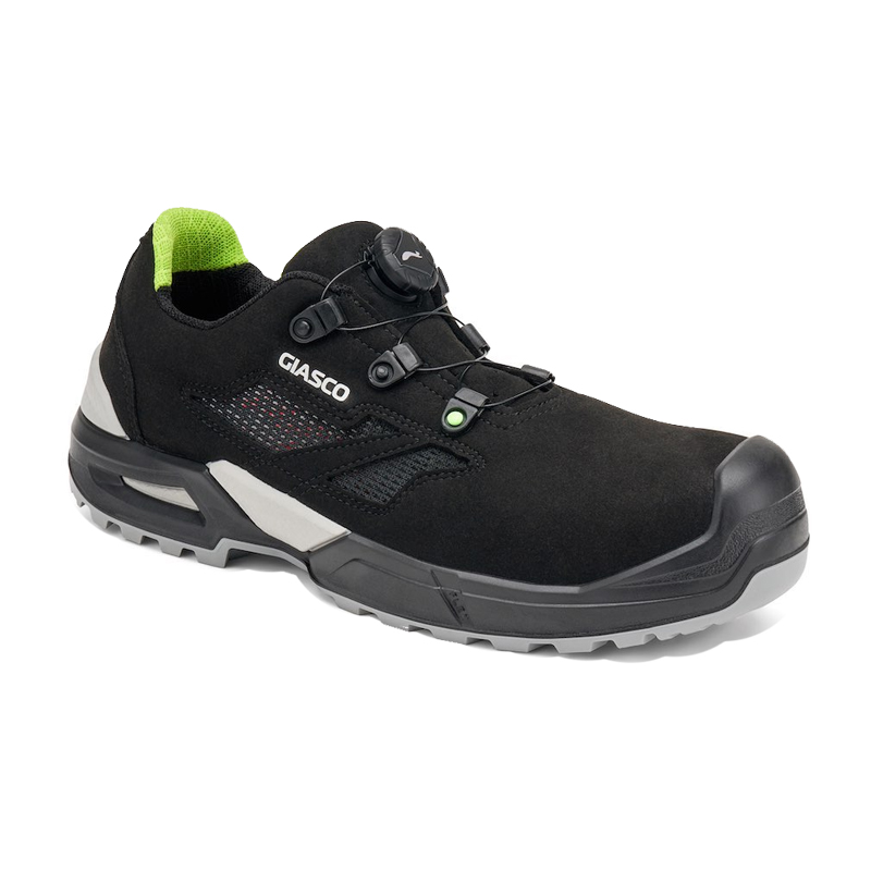 Giasco 3Ultra Opal S1PS Sicherheitsschuh in Schwarz mit Schnellschürung per Drehknopf, 3ULTRA-Sohle, Durchtrittschutz und verstärkter Schuhspitze