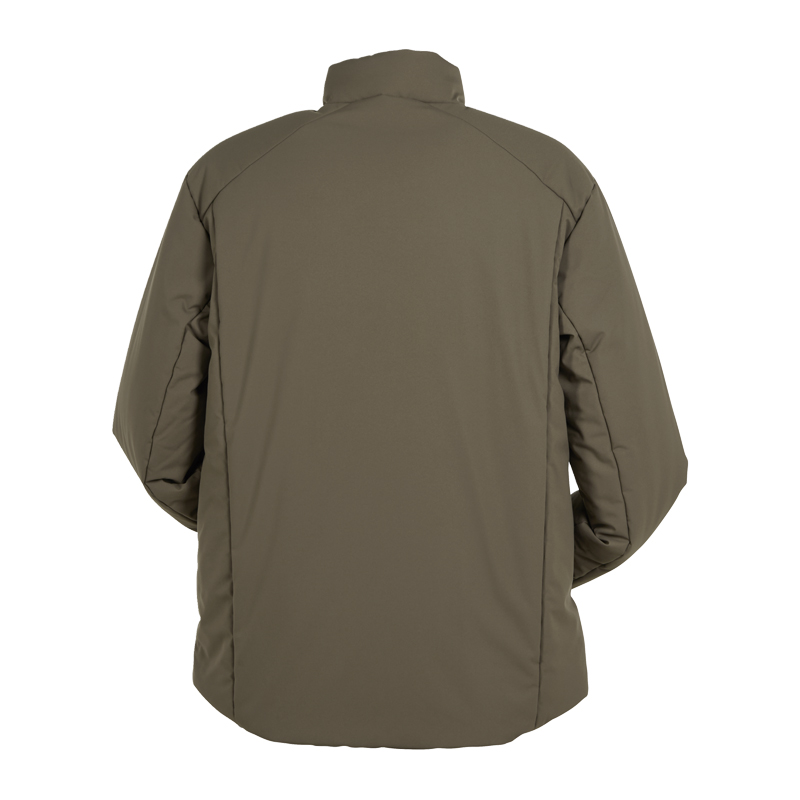 Rückenansicht der Planam Hygge Jacke soft wattiert in Oliv mit Stehkragen und schlichtem Design