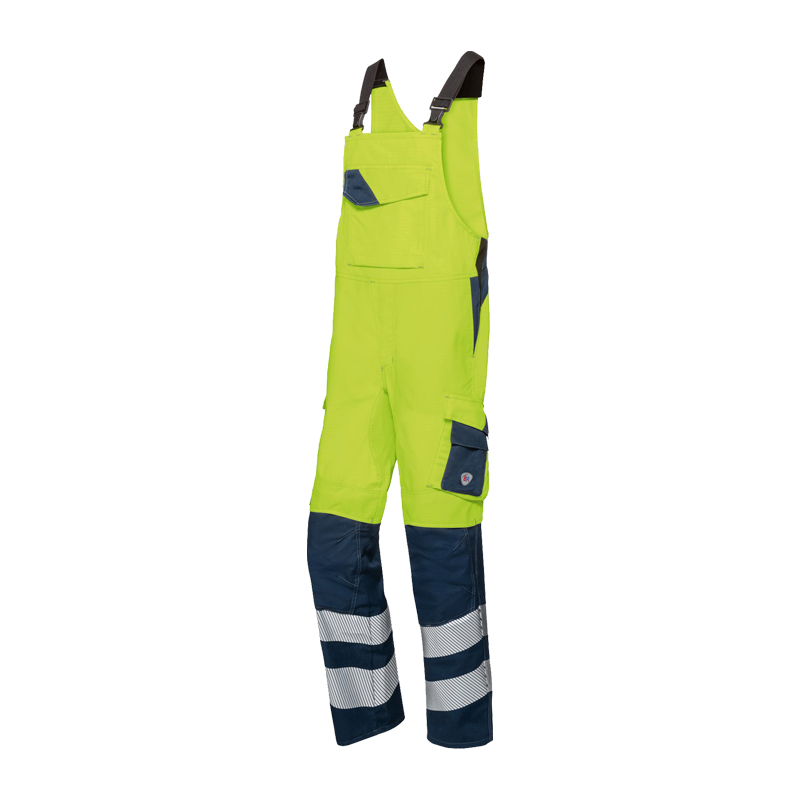 BP Bierbaum Proenen BP 2207 Hi-Vis MultiNorm Latzhose extra leicht 4 kA | APC1, Warnschutz-Latzhose in Warngelb und Marine mit Reflexstreifen