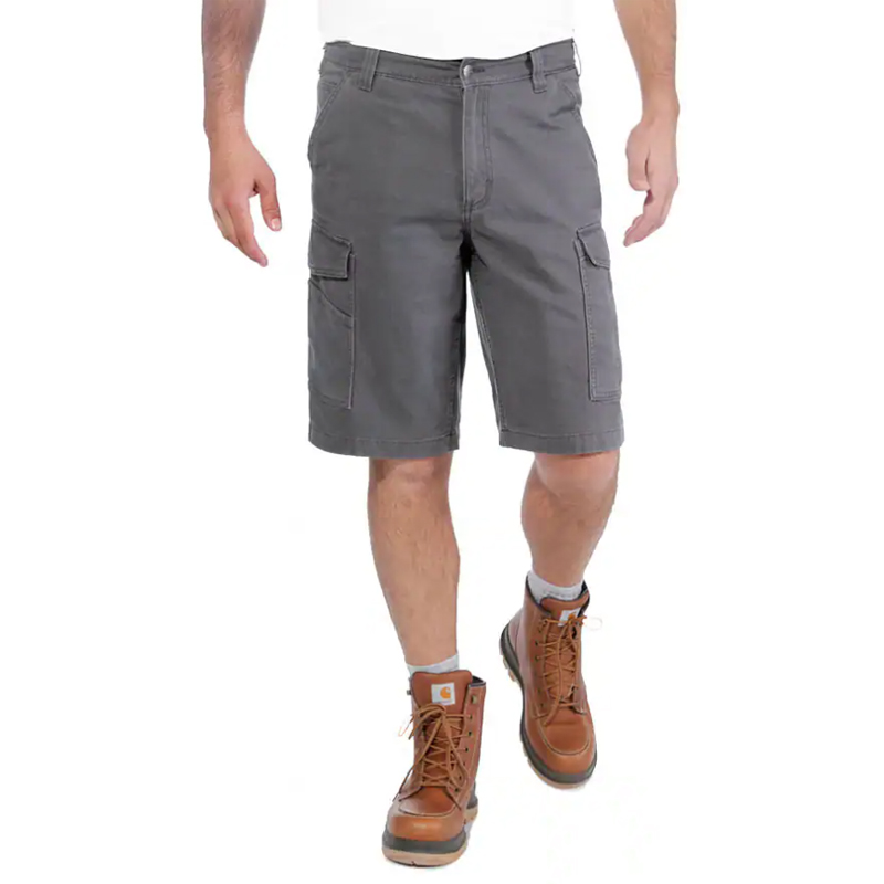 Frontansicht der Carhartt 103542 Rigby Cargo Shorts L 28 cm im relaxed fit in Grau, Herren-Shorts mit seitlichen Cargotaschen