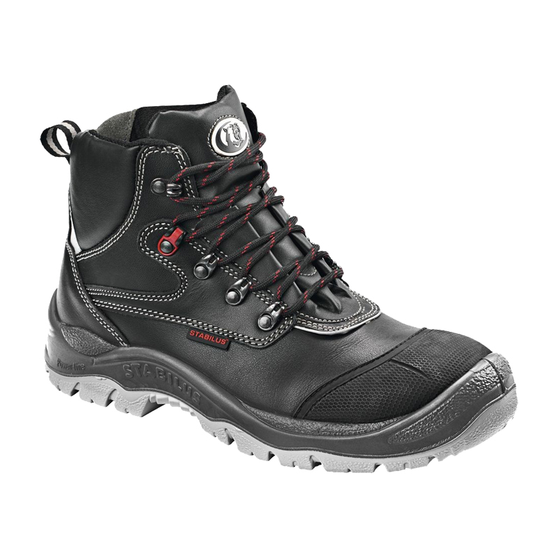 Stabilus Boto Mid S3 Sicherheitsstiefel 2617 in Schwarz, robuster Arbeitsstiefel mit Mid-Cut-Schaft, Schnürung und rutschfester Profilsohle für den industriellen Außenbereich