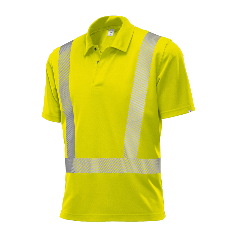 BP 2132 Warnschutz Comfort Polo Shirt Klasse 2 von BP Bierbaum Proenen, gelbes Warnschutz-Poloshirt mit kurzen Ärmeln und umlaufenden Reflexstreifen