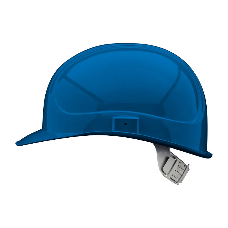 Blauer Voss Elektriker Helm 6P nach EN 50365 und EN 397, 1000 VAC, mit Drehverschluss, Seitenansicht