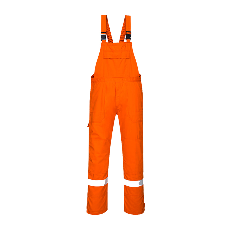 PortWest Warnschutz-Latzhose in Orange mit verstellbaren Trägern und Reflexstreifen für hohe Sichtbarkeit bei der Arbeit
