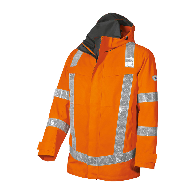Orange BP 2120 Warnschutz Wetterschutz Jacke lang Klasse 3 von BP Bierbaum Proenen mit Kapuze und Reflexstreifen