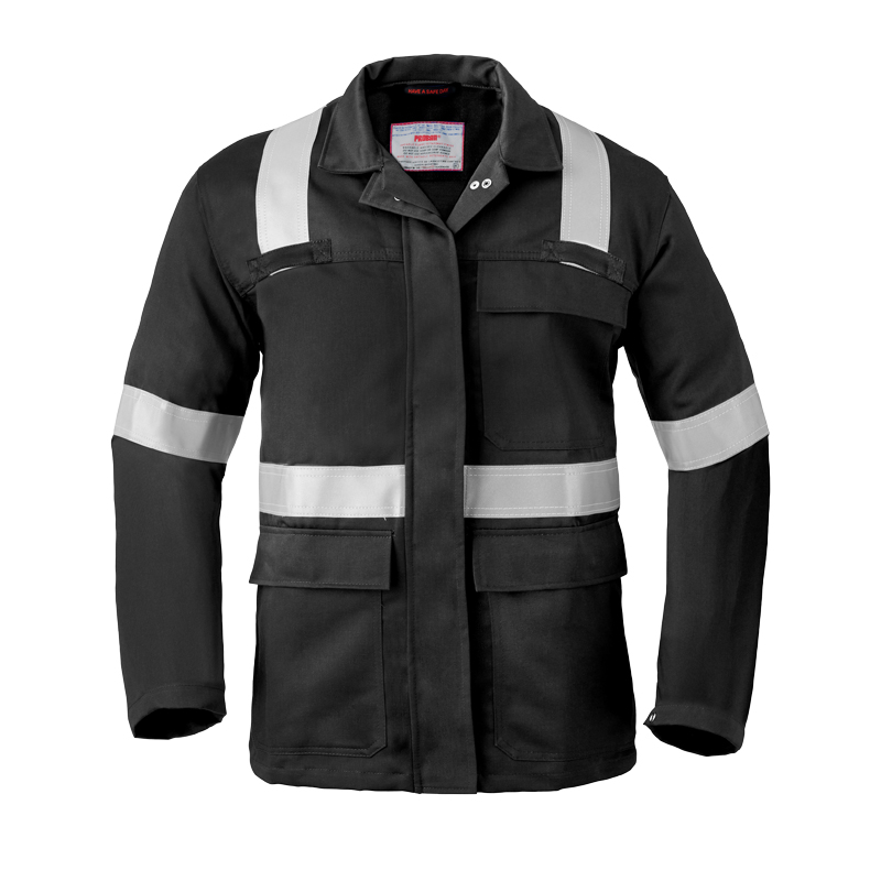 HaVeP 5Safety 3256 MultiNorm Jacke | APC1 von HaVeP, schwarze Schutzjacke mit silbernen Reflexstreifen, Frontansicht