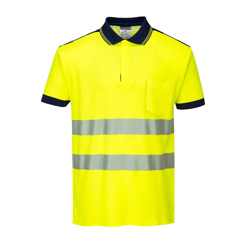 PortWest T180 Warnschutz Polo Shirt kurzarm Cotton Comfort Klasse 2