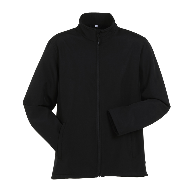 Schwarze Planam Alto Jacke mit weichem Innenfleece, Frontansicht mit Stehkragen und Reißverschluss