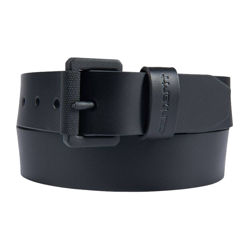 Carhartt Leder Gürtel mit schwarzer Rollschnalle aus robustem Zaumzeugleder, Produktansicht in Schwarz