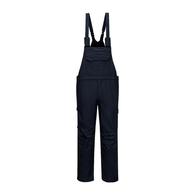PortWest Arbeits-Latzhose in Dunkelblau, robuste Latzhose mit verstellbaren Trägern, Brusttasche und Seitentaschen