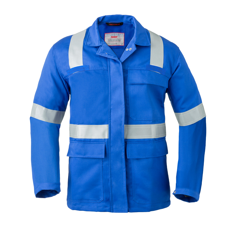 HaVeP 5Safety 3256 MultiNorm Jacke | APC1 von HaVeP, blaue Schutzjacke mit langen Ärmeln und silbernen Reflexstreifen vorne
